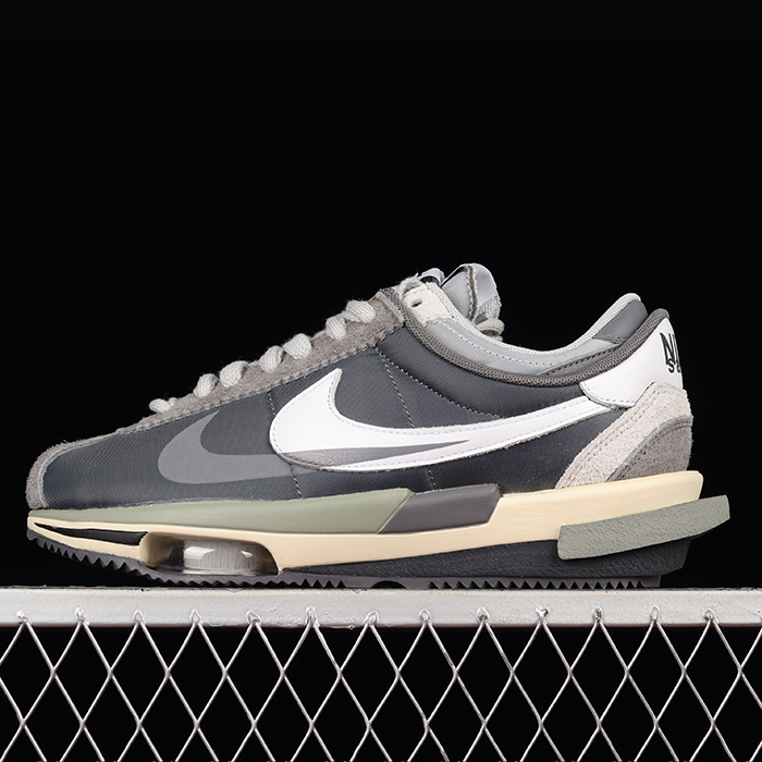 Sacai x Zoom Cortez 4.0 Running Shoes-Gray/White-3015464