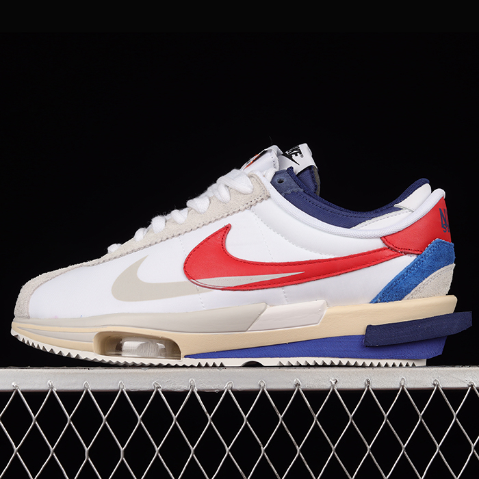 Sacai x Zoom Cortez 4.0 Running Shoes-White/Gray-3403805