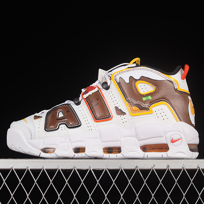 Air More Uptempo 96 QS Running Shoes-White/Brown-9893873