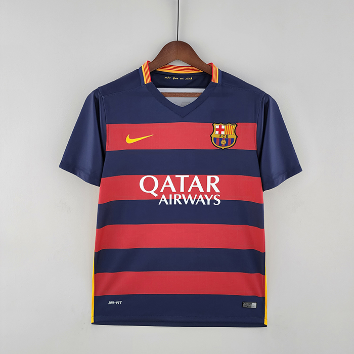 Retro 15/16 Barcelona home Red Blue Jersey version short sleeve-7194952