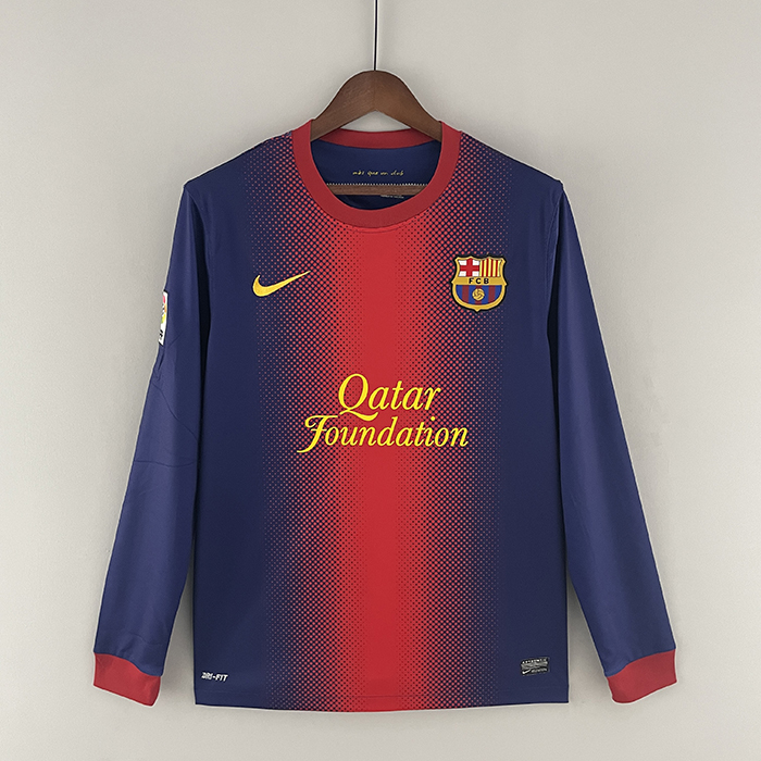 Retro Barcelona 12/13 home Jersey version Long sleeve Jersey-5557681