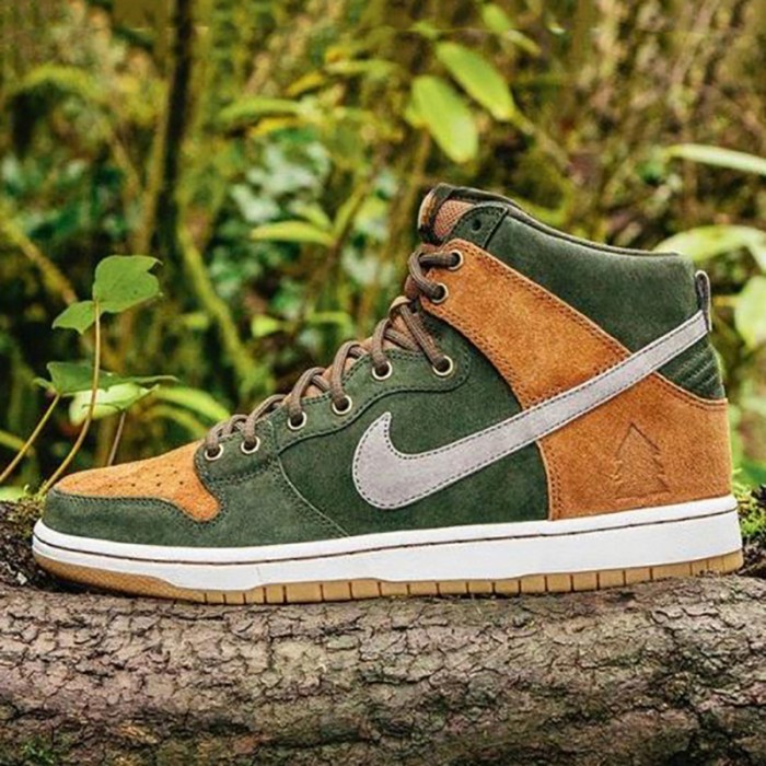 SB Dunk High Premium Homegrown High Running Shoes-Green/Brown-432174