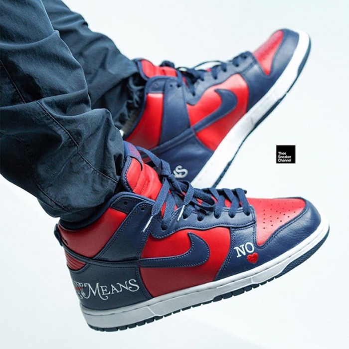 Supreme x SB Dunk High“By Any Means”High Running Shoes-Navy Blue/Red-8471672