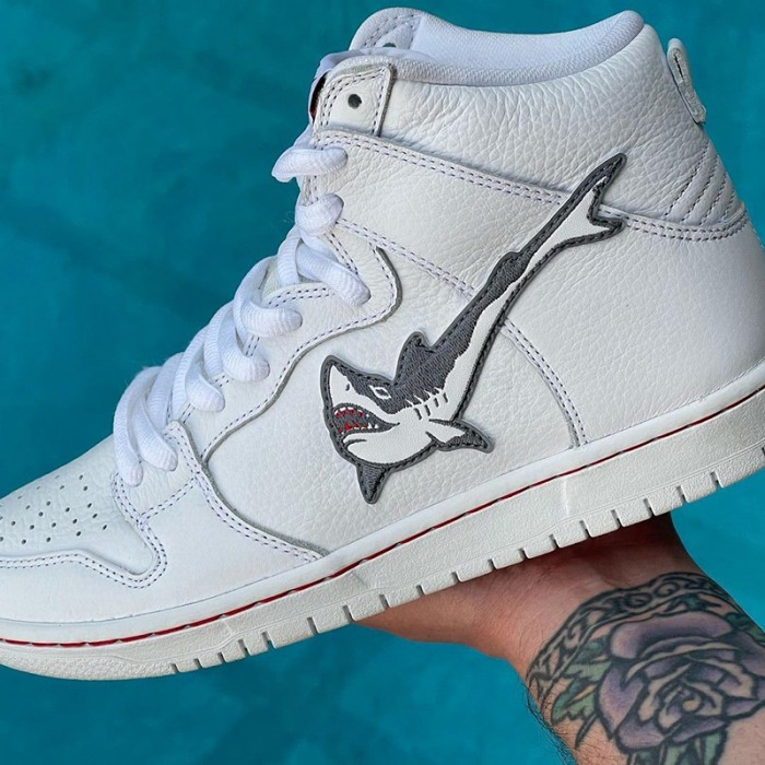 Oski x SB Dunk High“Great White Shark High Running Shoes-White/Grey-6490872