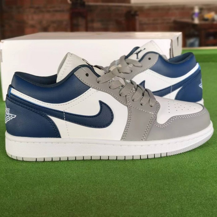 Air Jordan 1 AJ1 Running Shoes-Grey/Navy Blue-5492895