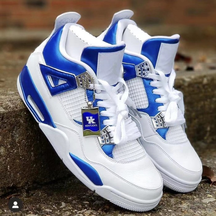 Air Jordan 4 AJ4 High Running Shoes-White//Blue-8139005