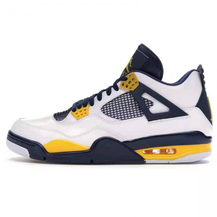 Air Jordan 4 AJ4 High Running Shoes-White/Navy Blue-6741763