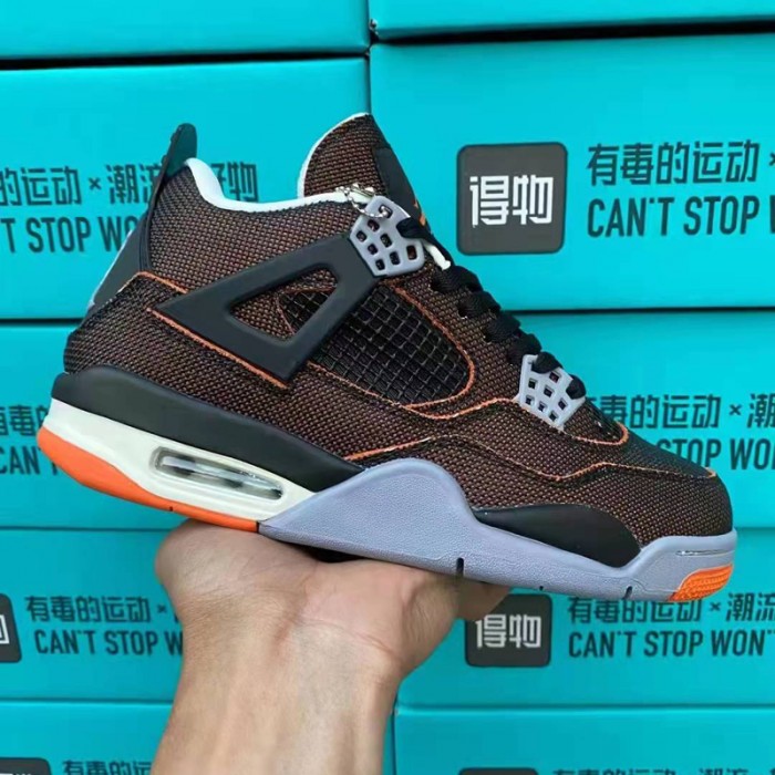 Air Jordan 4 AJ4 High Running Shoes-Black/Orange-2942629