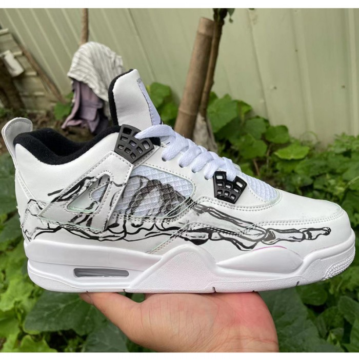 Air Jordan 4 AJ4 High Running Shoes-White/Black-8085580