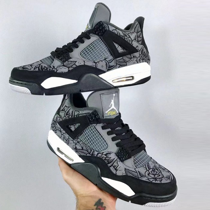 Air Jordan 4 AJ4 High Running Shoes-Grey/Black-7771157