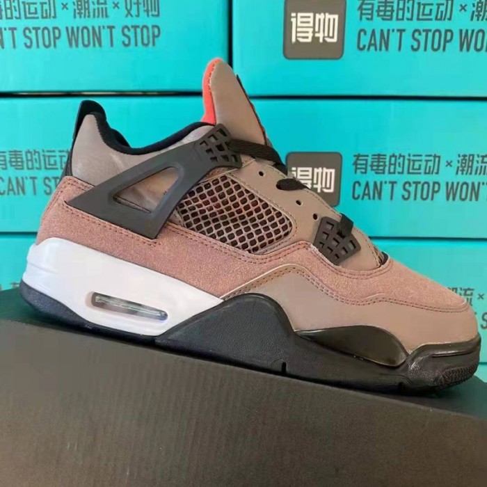 Air Jordan 4 AJ4 High Running Shoes-Brown/White-9770290