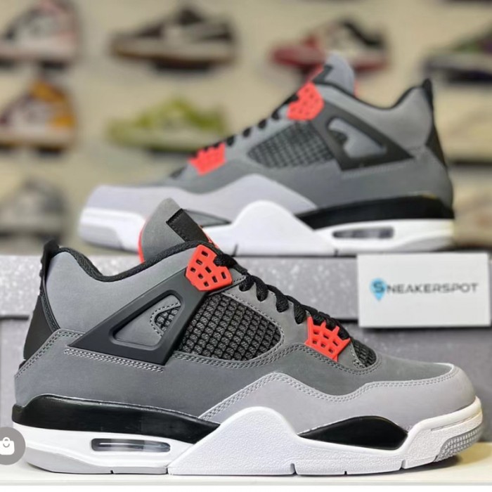 Air Jordan 4 AJ4 High Running Shoes-Grey/White-9511232