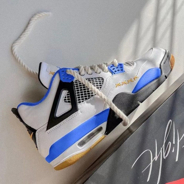 Air Jordan 4 AJ4 High Running Shoes-White/Blue-4929432