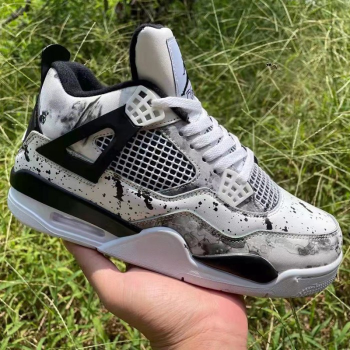 Air Jordan 4 AJ4 High Running Shoes-White/Black-8265243