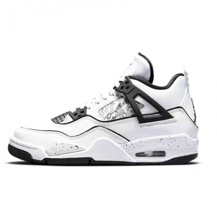 Air Jordan 4 AJ4 High Running Shoes-White/Black-6410796