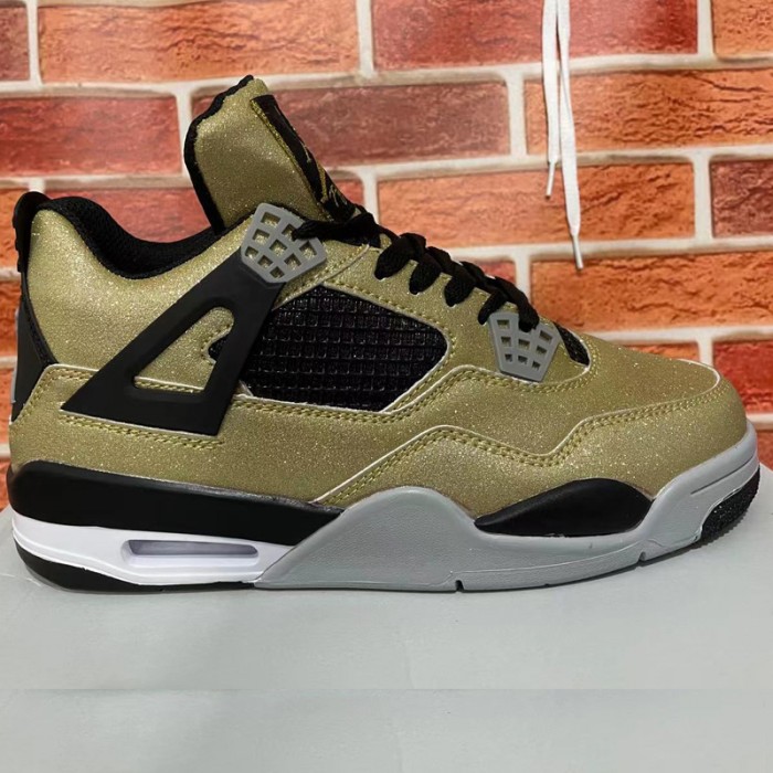 Air Jordan 4 AJ4 High Running Shoes-Gold/Black-3818644