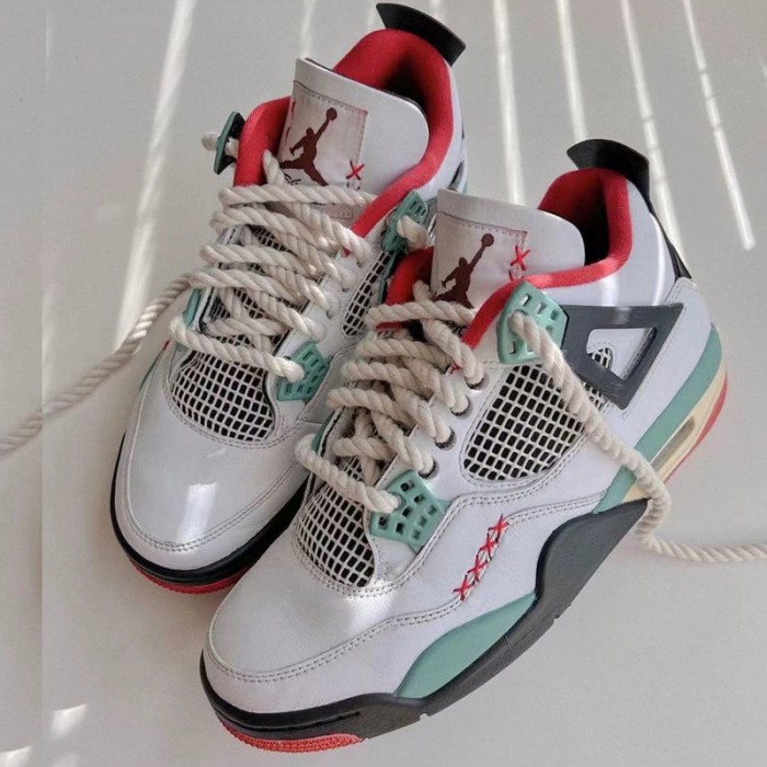 Air Jordan 4 AJ4 High Running Shoes-White/Green-6964528