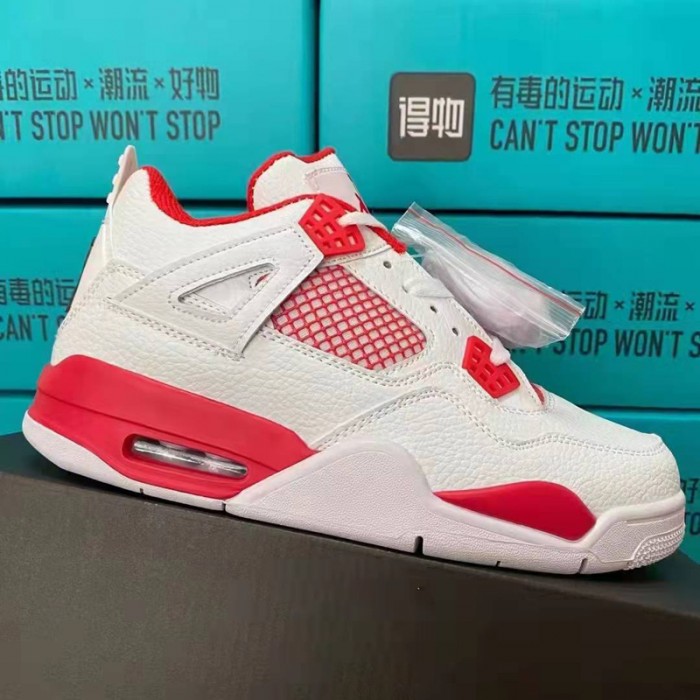 Air Jordan 4 AJ4 High Running Shoes-White/Red-2025340