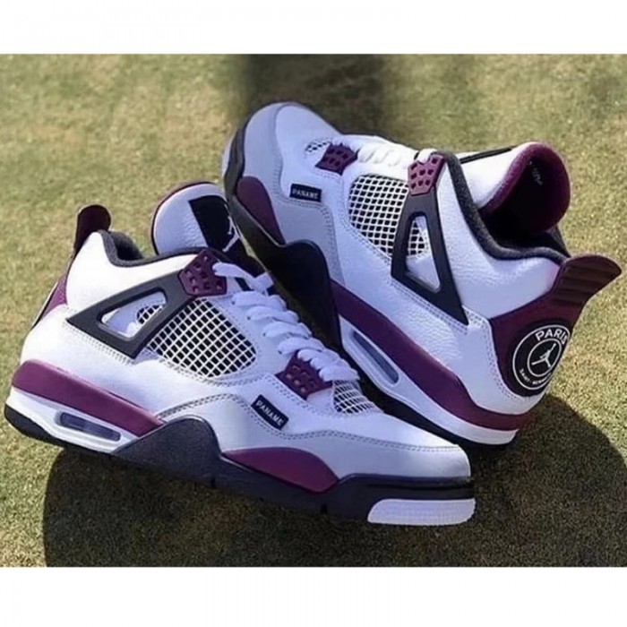 Air Jordan 4 AJ4 High Running Shoes-White/Purple-2574041