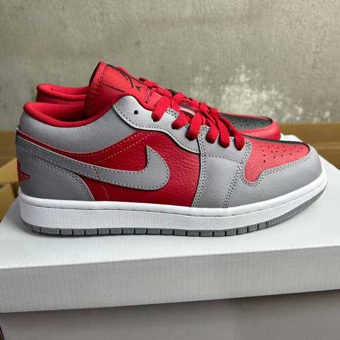 Air Jordan 1 Low AJ1 Running Shoes-Grey/Red/Black-6106711