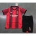 23/24 Kids AC Milan home Black Red Kids Jersey Kit short sleeve (Shirt + Short +Socks)-7099492