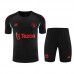 23/24 Manchester United M-U Black Red Training jersey Kit short sleeve (Shirt + Short)-734202