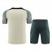 23/24 Barcelona khaki Gray Training jersey Kit short sleeve (Shirt + Short)-4312515