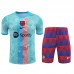 23/24 Barcelona Blue Red Training jersey Kit short sleeve (Shirt + Short)-2339049