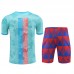 23/24 Barcelona Blue Red Training jersey Kit short sleeve (Shirt + Short)-2339049