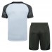 23/24 Barcelona White Gray Training jersey Kit short sleeve (Shirt + Short)-1329943