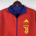 23/24 Windbreaker Juventus Trench Coat Reversible Blue Red Windbreaker Long Sleeve-9690785