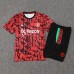 23/24 Manchester United M-U Red Black Training jersey Kit short sleeve (Shirt + Short)-1164752