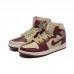 Air Jordan 1 AJ1 High Running Shoes-Khaki/Wine Red-3535647