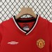 Retro 00/01 Kids Manchester United M-U Home Red White Kids Jersey Kit short sleeve (Shirt + Short)-9673766