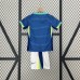 2024 kids Brazil Away Kids Blue Jersey Kit short sleeve (Shirt + Short)-9457454