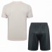 24/25 Manchester City White Khaki Training Jersey Kit short Sleeve (Shirt + Short)-343877