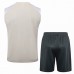 24/25 Manchester City White Khaki Training Jersey Kit Sleeveless vest (Shirt + Vest)-8218299