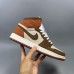 Air Jordan 1 AJ1 High Running Shoes-Brown/Khkai-6422904