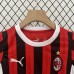 24/25 Kids AC Milan Home Kids Red Black Jersey Kit short sleeve (Shirt + Short)-9545477