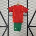 2024 Kids Portugal Home Red Kids Jersey Kit short sleeve (Shirt + Short)-3913673