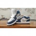 Air Jordan 1 AJ1 Running Shoes-White/Navy Blue-4811202