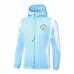 24/25 Manchester United M-U Blue Hooded Edition Classic Jacket Training Suit (Top+Pant)-7691067