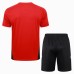 24/25 Manchester United M-U Training Red Jersey Kit short Sleeve (Shirt + Short)-9402393