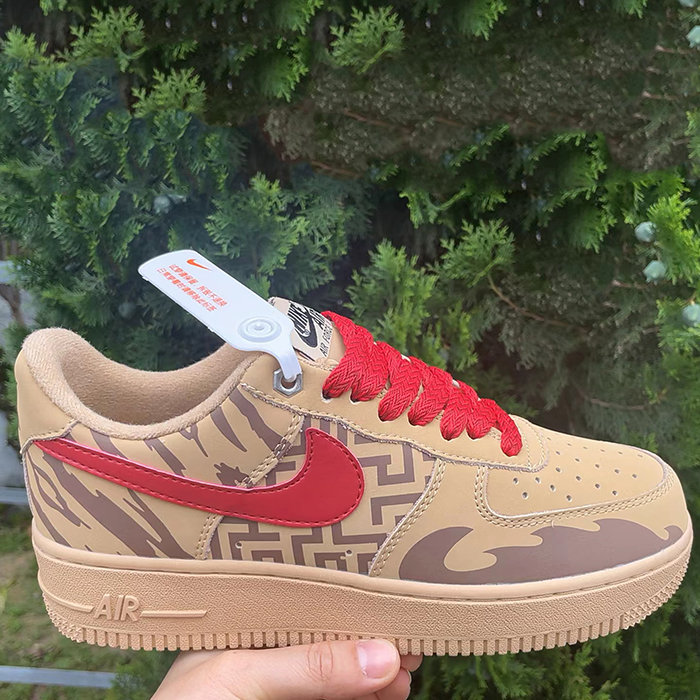 Air Force 1 AF1 Running Shoes-Brown/Red-4551034