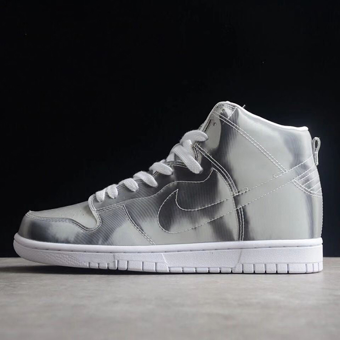 Clot x SB Dunk High Running Shoes-Silver/White-3292451