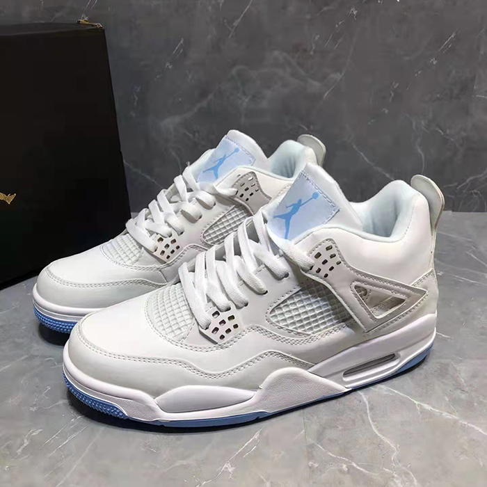 Air Jordan 4 AJ4 High Running Shoes-White/Blue-3873975