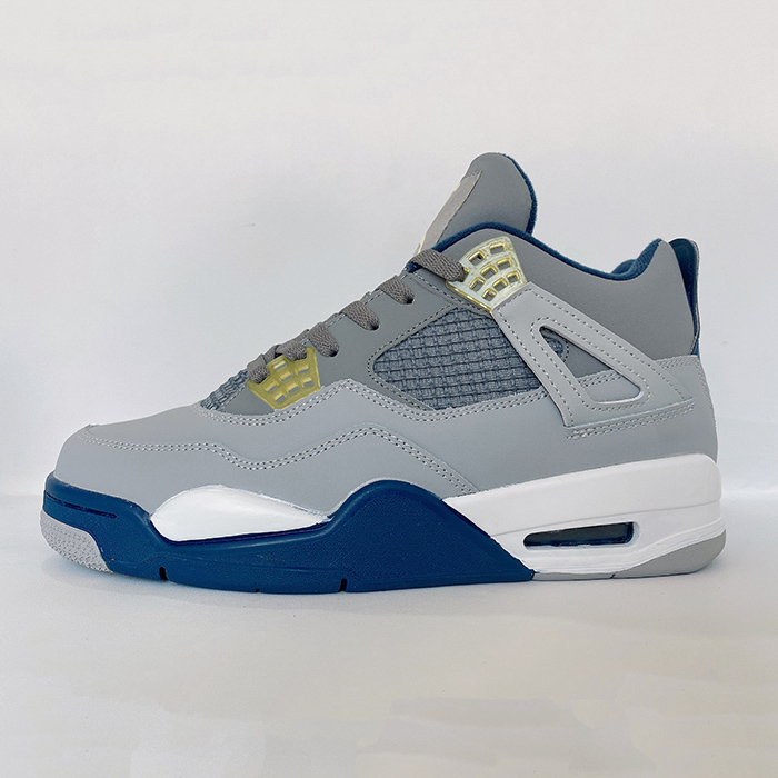 Air Jordan 4 AJ4 High Running Shoes-Gray/Navy Blue-9157802