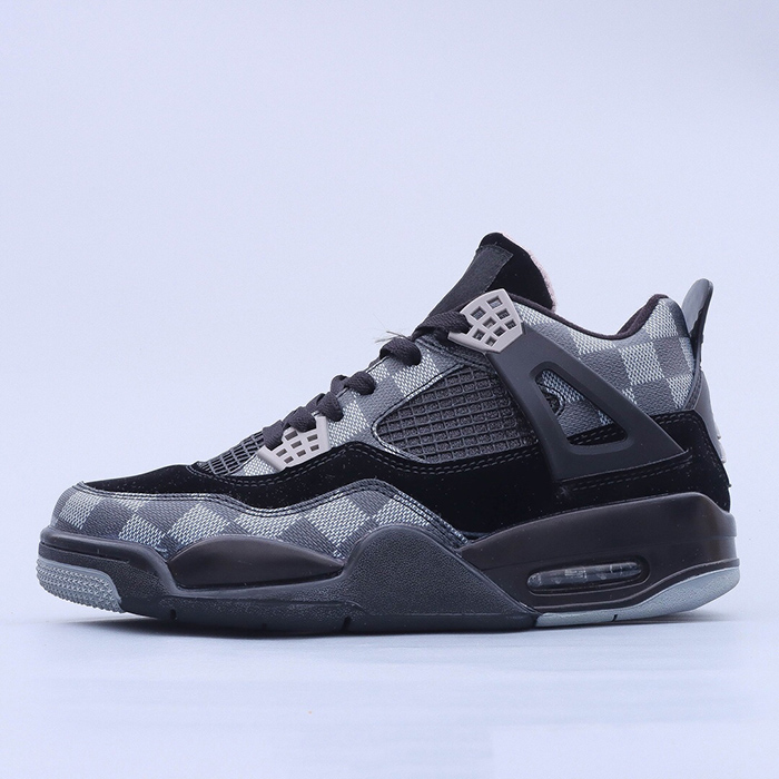 L*V Air Jordan 4 AJ4 High Running Shoes-Black/Gray-4772287