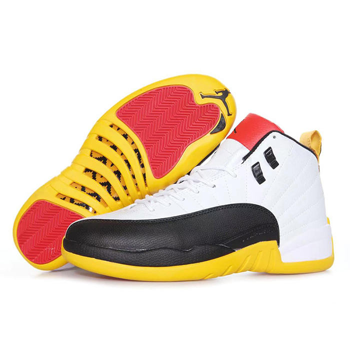 Air Jordan 12 AJ12 High Basketball Shoes-White/Black-7902363