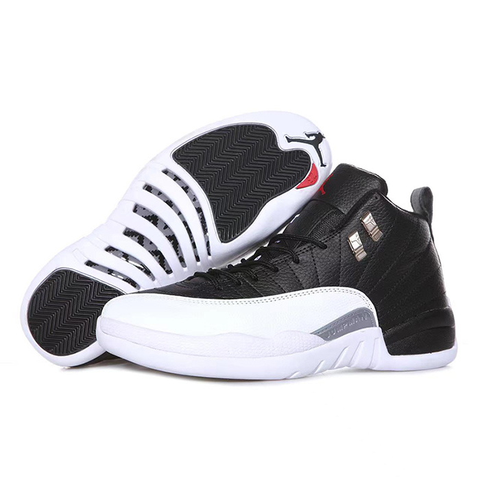 Air Jordan 12 AJ12 High Basketball Shoes-White/Black-9886734